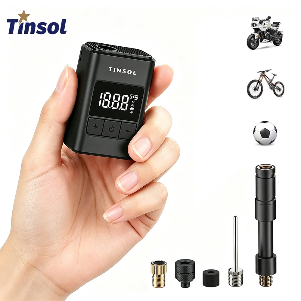 TINSOL 120PSI Mini Air Compressor 1300mAh Smart Wireless Inflator Tire Pump, Suitable for Motorcycles, Bicycles, and Balls