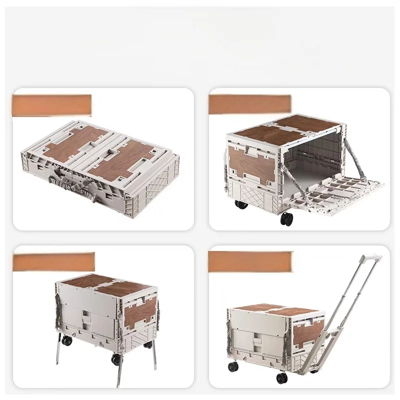 Portable Camping Storage Box with Wheels - Foldable Outdoor Picnic Table & Car Organizer, Dual-Use Travel Storage Container for