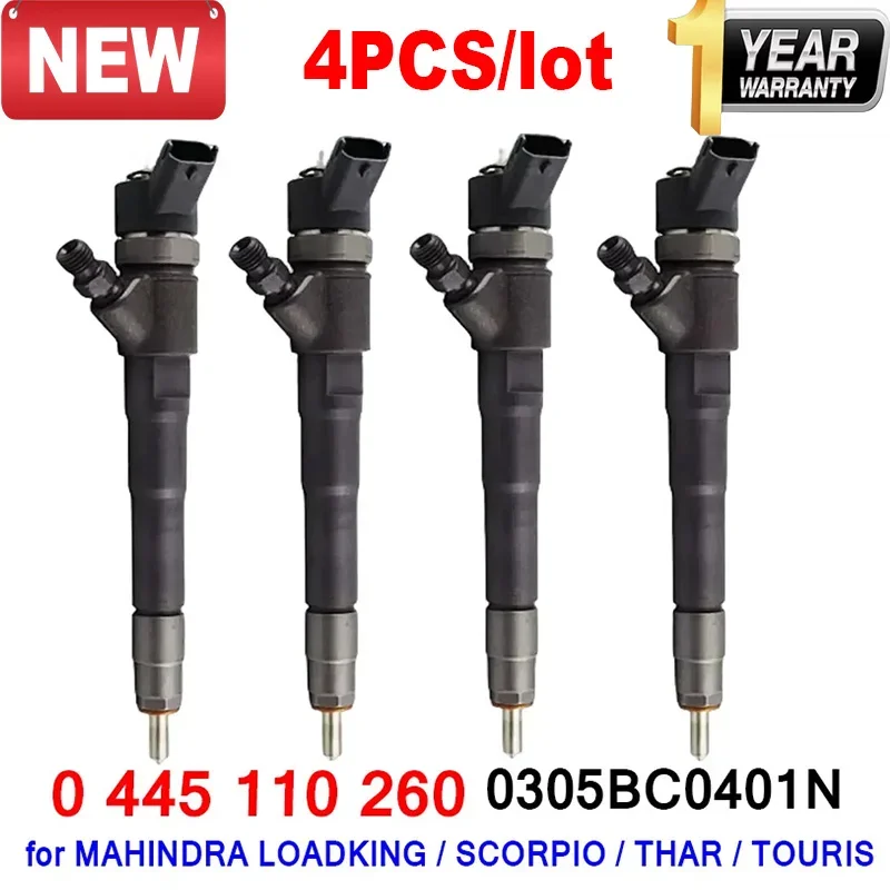 

4PCS New 0445110260 0 445 110 260 Diesel Genuine Fuel Injector 0305BC0401N for MAHINDRA LOADKING / SCORPIO / THAR / TOURIS