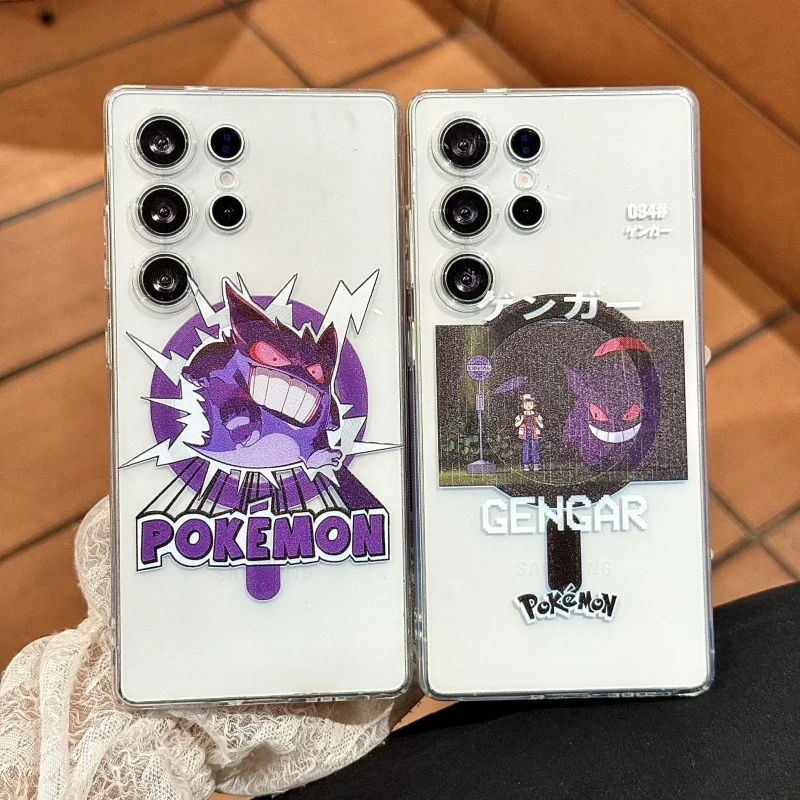 

Cute elf P-Pokemon gengar ghost Cartoon Magsafe Wireless Charge Case for Samsung S22 S23 S24 S25 Ultra Plus Note Magnetic Stand