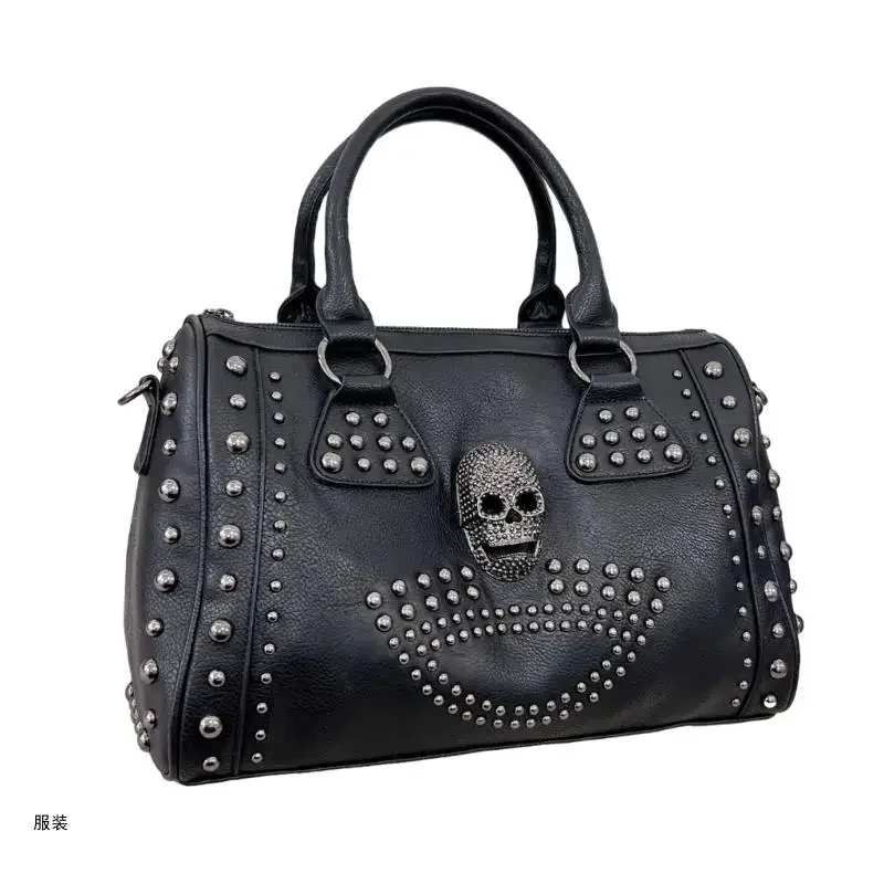 

D0UD Fashion Shoulder Bag Crossbody Bag for Girl Teen Handbag Skull Punk Bag Versatile Rivet Bag Large Capacity Bag