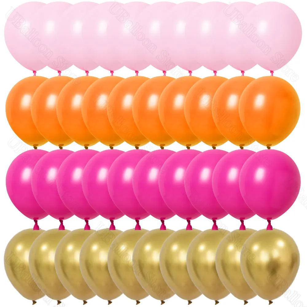 40 Uds. Globos rosas y naranjas, globos de látex de color rosa claro, dorado y naranja, para despedida de soltera, decoración del banquete de boda y cumpleaños