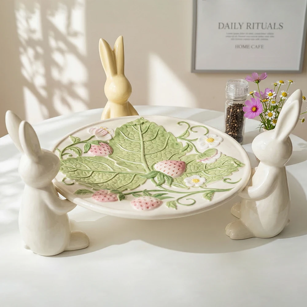 S0279 Easter Bunnys Stand Fruit Pattern Tray Silicone Epoxy Mold DIY Craft Jewelry Candy Plate Moldes Silicona Resina Epoxi