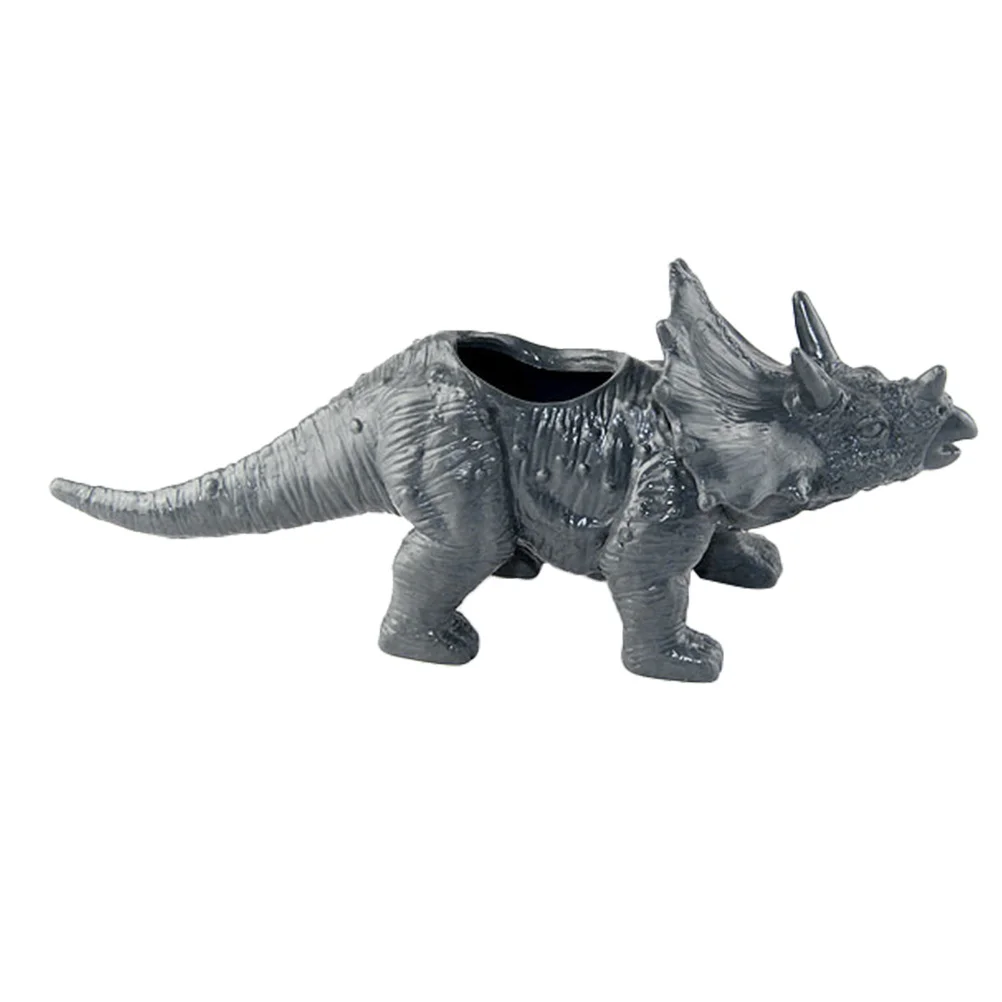 

Grey Plastic Flowerpot Creative Triceratops Shape Plant Container for Succulent Cactus Flowers Home Office Ornament