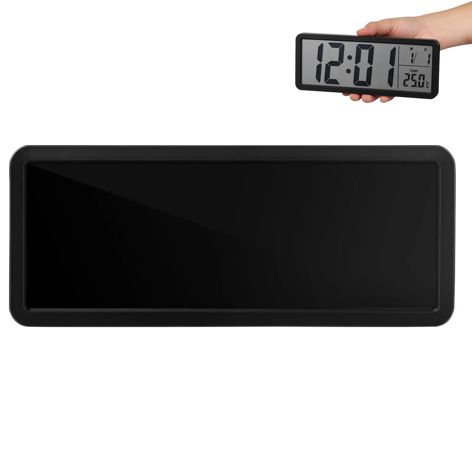 Large Digital Wall Clock LED Display Realtime Date Temperature Humidity Sensor Wall Mounted Minimalist Design for Living Room