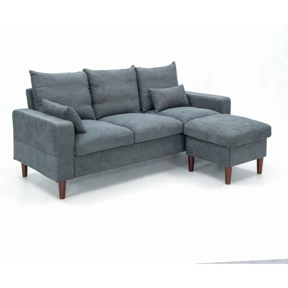 مجموعة أريكة مقطعية حديثة قابلة للتحويل على شكل حرف L من Panana لغرفة المعيشة الصغيرة، والشقة، والمكتب (رمادي)