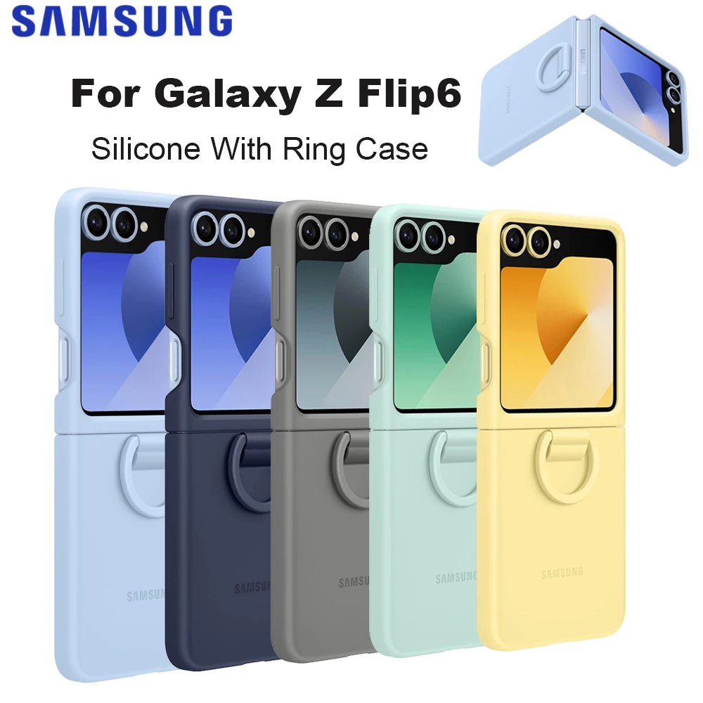 Original For Samsung Galaxy Z Flip6 Silicone Case with Ring  Smartphone Cover EF-PF741