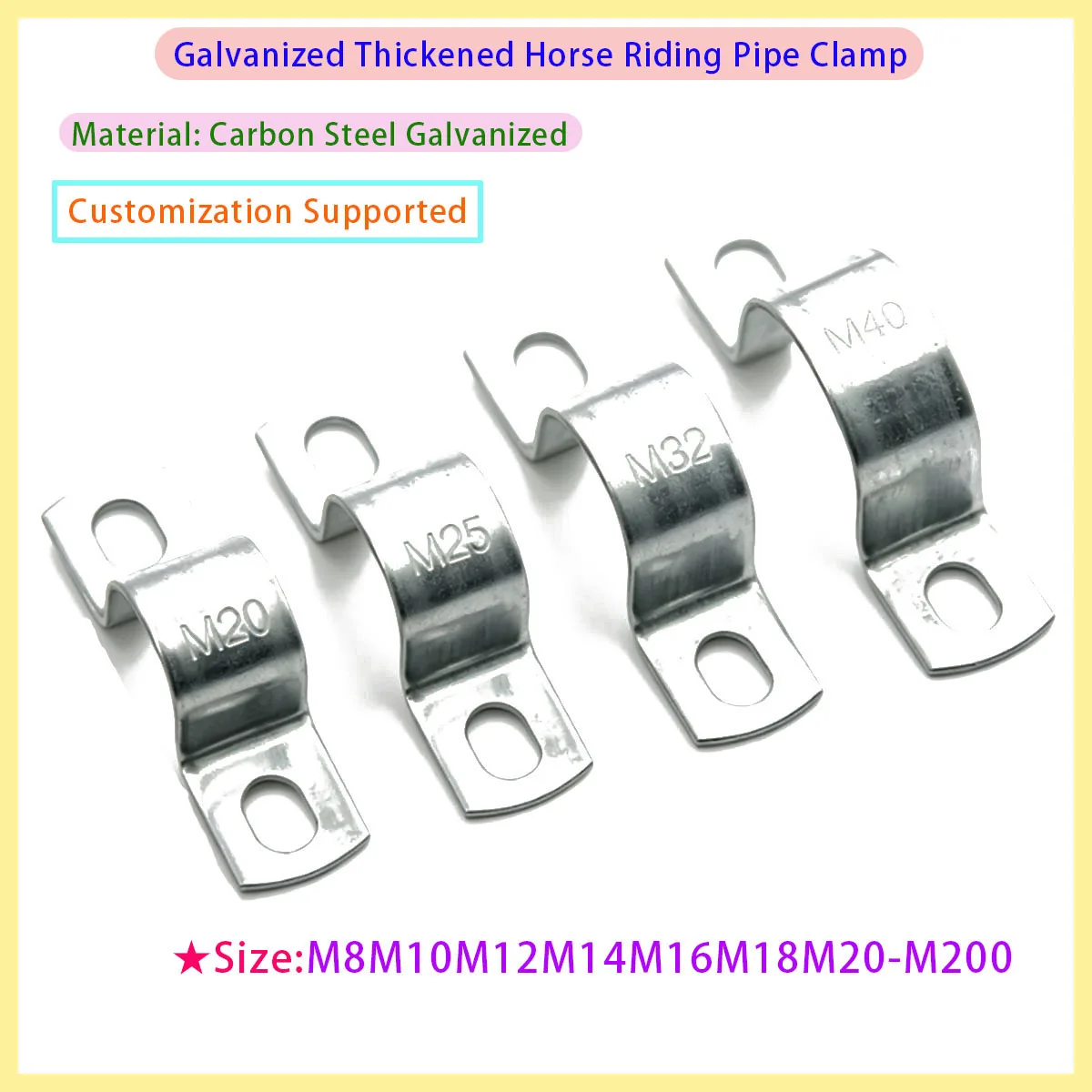 Heavy Duty Galvanized Saddle U Clip, Round Pipe Hose Wire Fixing Clamp Bracket for Pipeline Installation