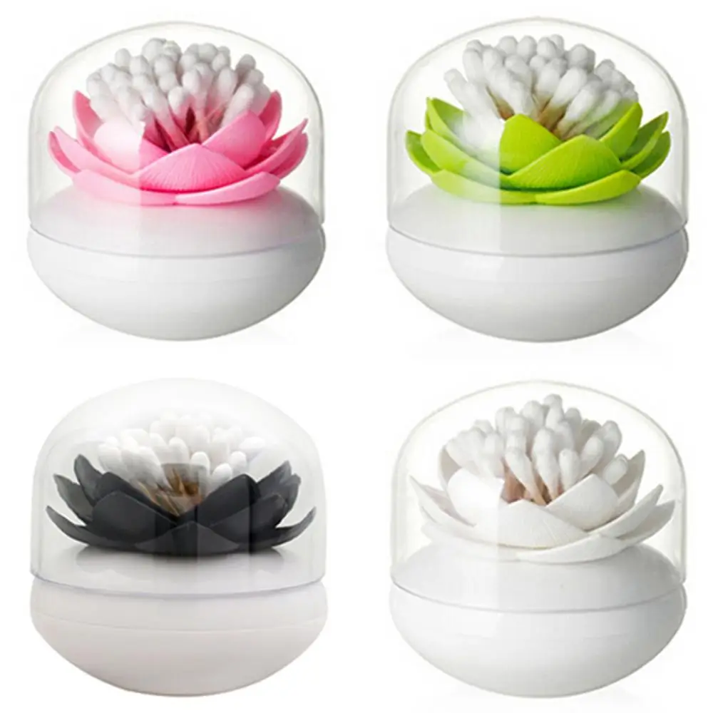 4 Colors Toothpick Holders Lotus Home Decor Toothpick Cotton Bud Swab Holder Storage Box