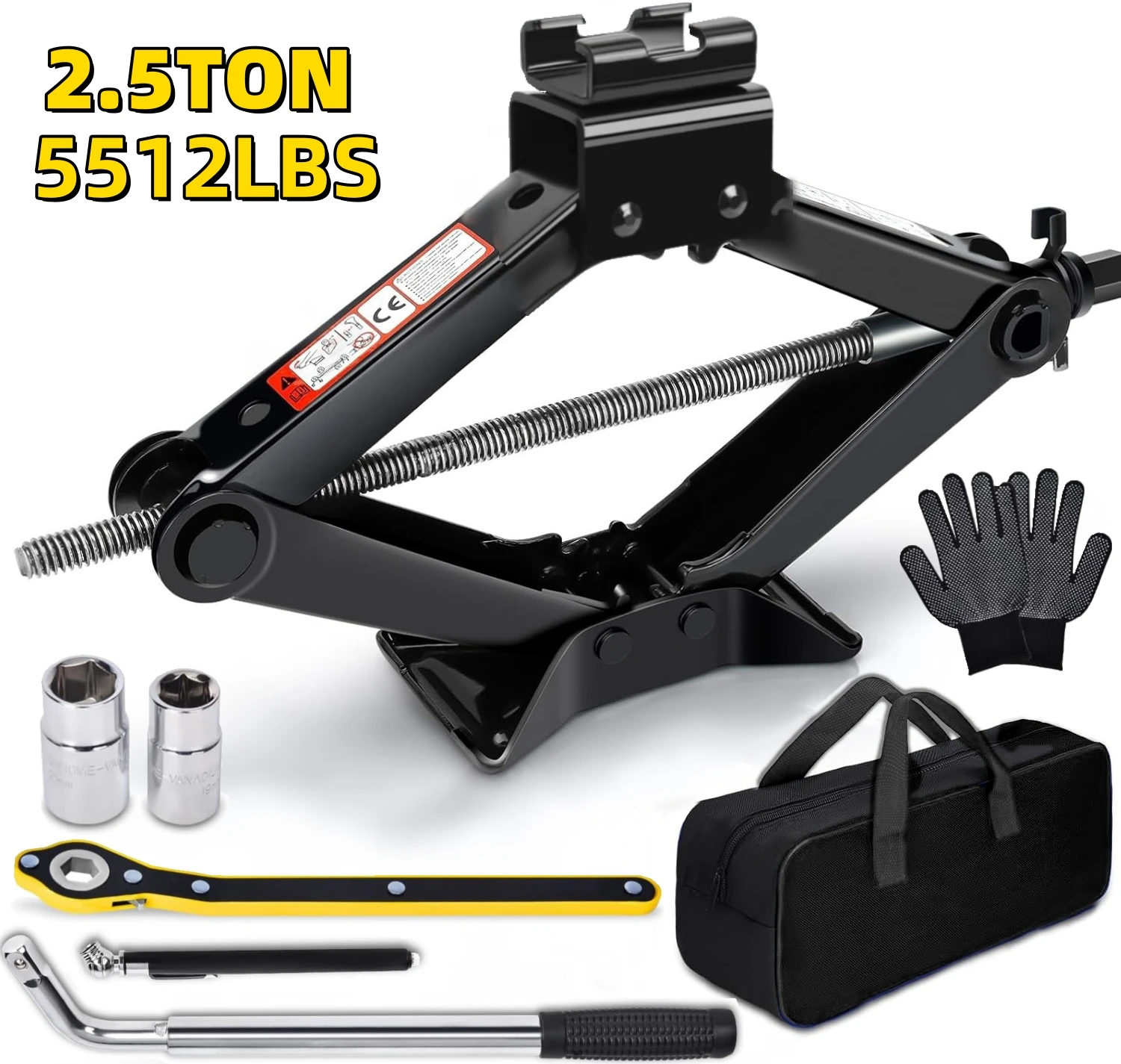 2.5 طن سيارة جاك كيت مقص جاك 5511 رطل الإطارات جاك أداة العالمي سيارة طقم الطوارئ مع العروة وجع الإطارات تغيير لسيارة SUV #1