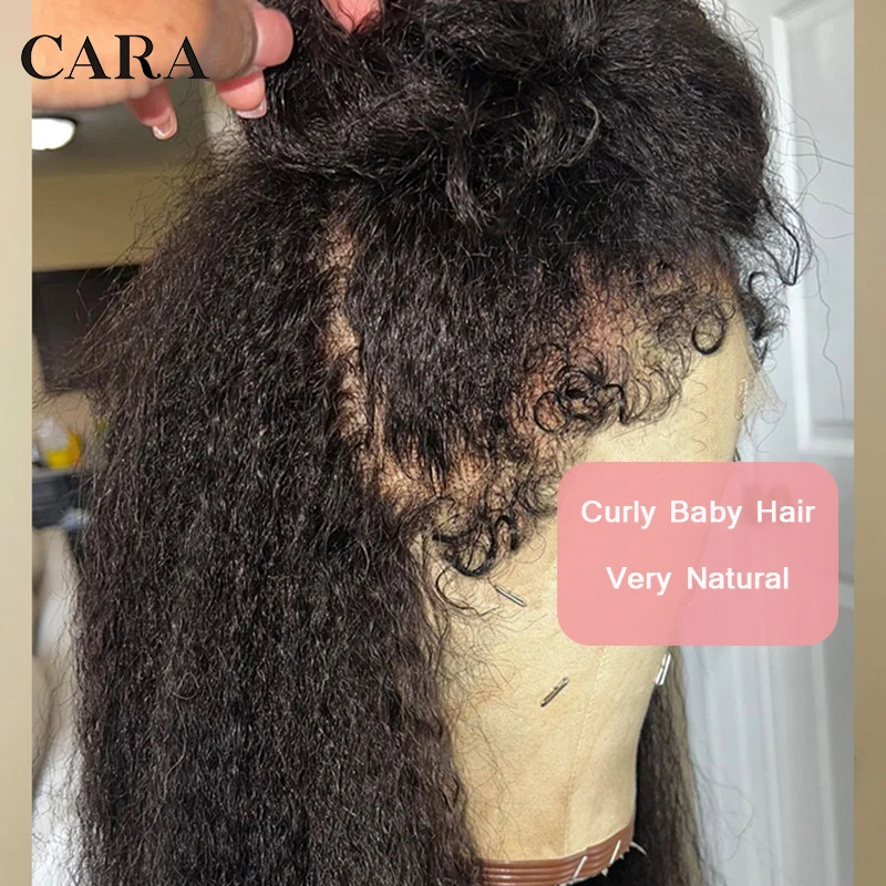 

Curly Baby Hair Kinky Straight 13x6 Lace Front Human Hair Wigs Brazilian Coarse Yaki Straight Lace Frontal Wig Pre Plucked CARA