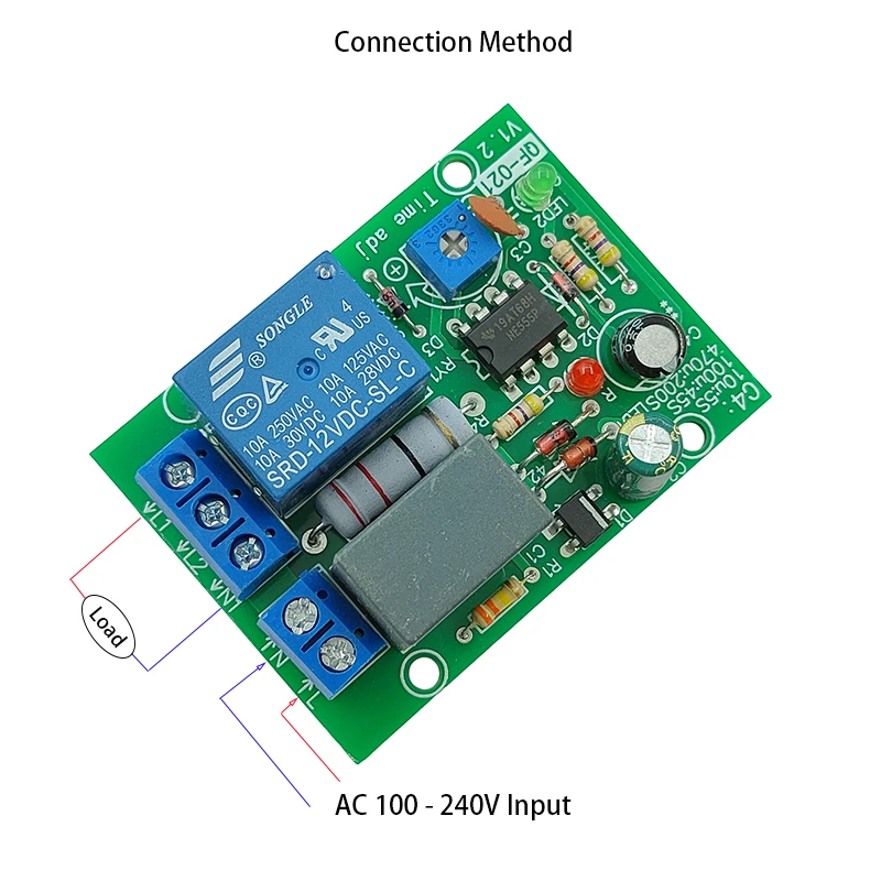 AC 100V 220V 240V Time Delay Relay Module, 0–5/45/240S Disconnect Time Control Module