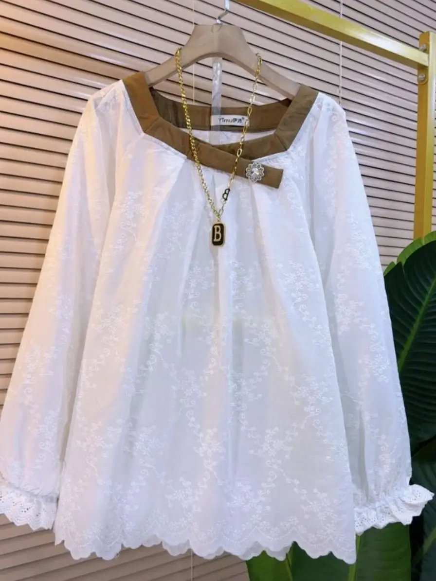 

plus Size Lace Long Sve irt Women's Loose Fit Faionable Spring New Sle Slimming Top Large 300 Pou Lazy Sle