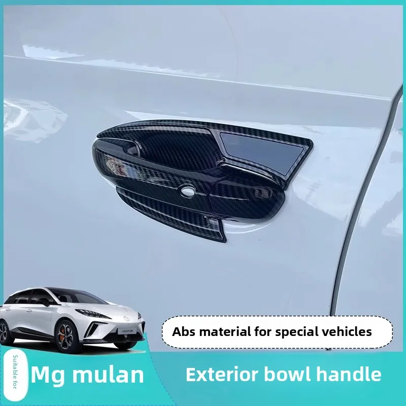 

For MG ZS MULAN Door Handle Cover Kit - Scratch Protection Anti-Fingerprint Outer Handle Guards (Gloss Black/Carbon Fiber)