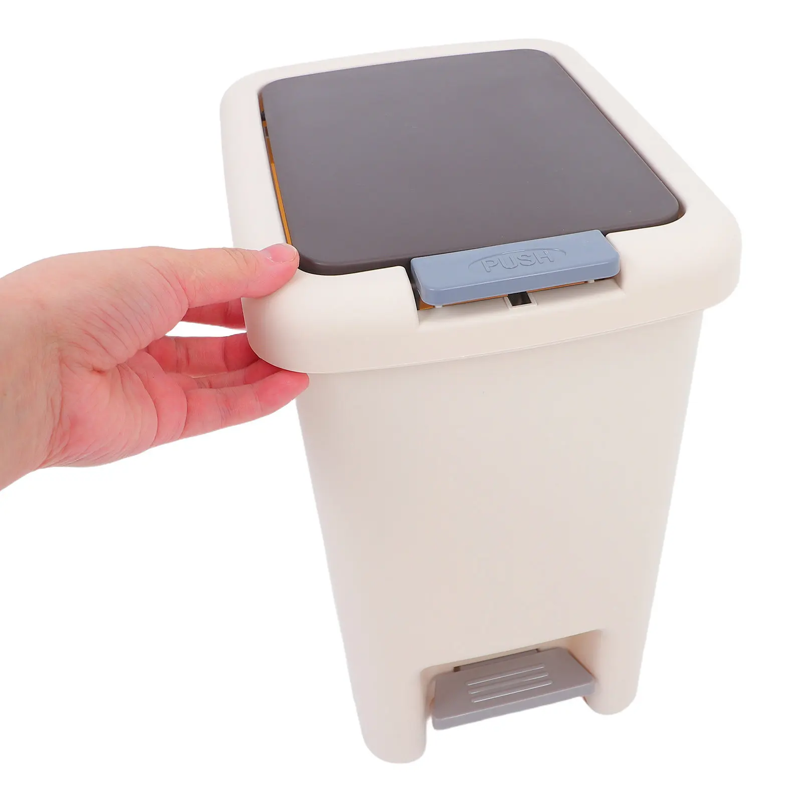 

Step Pedal Bathroom Trash Can Plastic Trash Bin Lid Rectangular Small Garbage Cans Bedroom Office Kitchen 8L Covered
