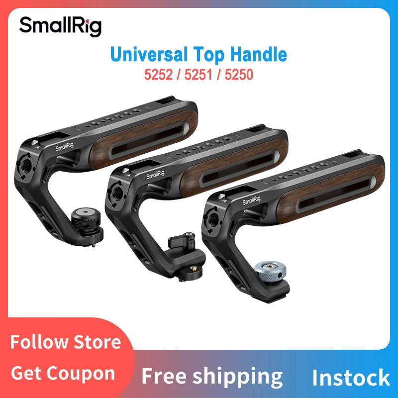 

SmallRig Top Handle with Cold Shoe Mount / NATO Clamp / (1/4" & 3/8") Two-in-One Locating Screw for Camera Cage Shoot -5250
