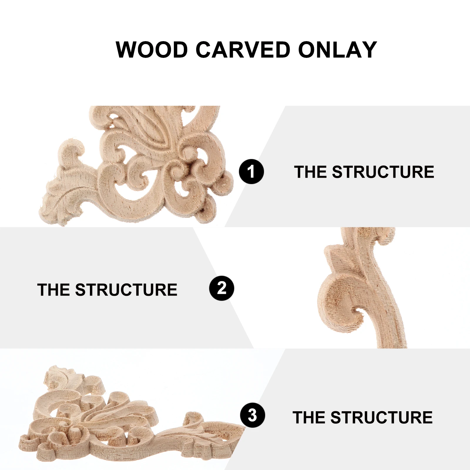 

4pcs Carving Decals 18x7cm Unpainted Wooden Appliques Furniture Decal Vintage Style Wall Decor Chinese Pattern