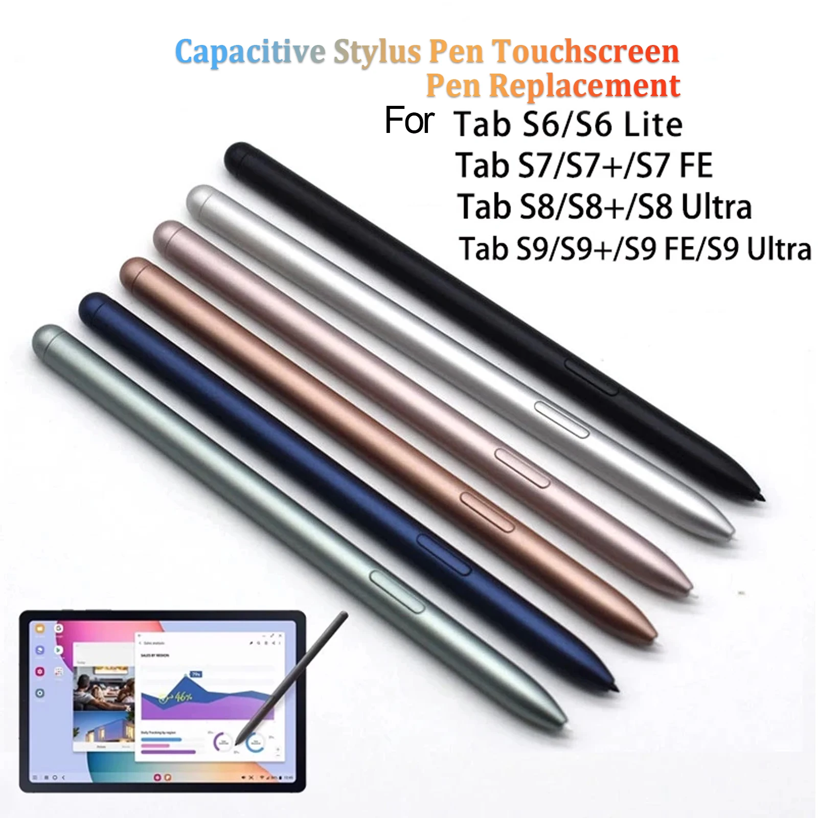 

Capacitive Stylus Pen Replacement for Samsung Galaxy Tab S6/S7/S8/S9 - Touch Screen Compatible