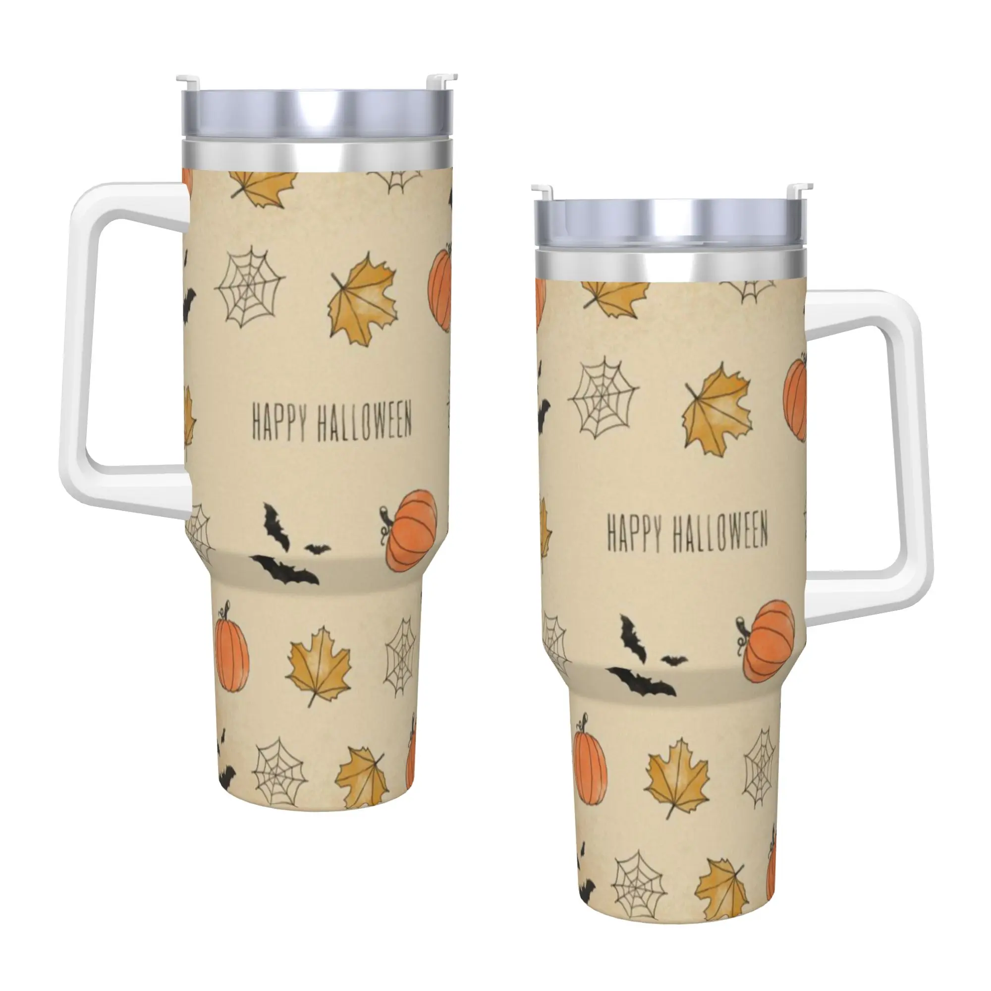 Watercolor Pumpkin Patch Halloween Stainless Steel Tumbler  Beach Car Mugs Large Capacity Coffee Hot Milk Tea Water Bottle
