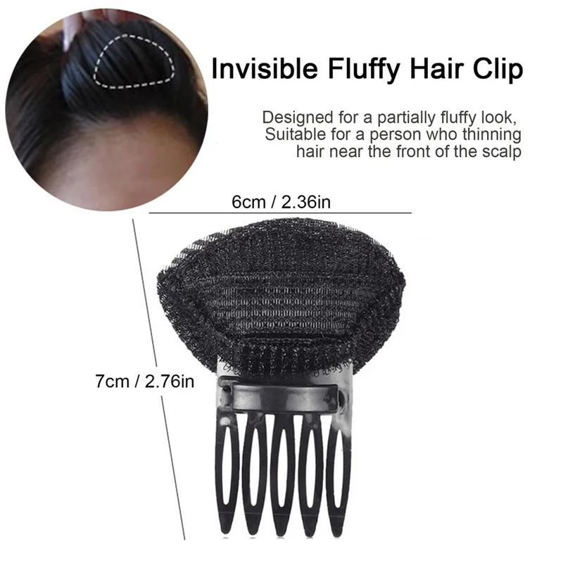 1PC Black Invisible Cushion Hair Clips Fluffy Sponge Hair Clip For Women Front Hair Line Volume Base Puff Hair Styling Tool