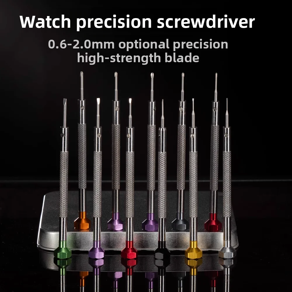 10 pcs Stainless Steel Watch Screwdriver Set 0.6-2.0mm Flat Phillips Cross Precision Screwdrivers for Watch Repair Watch Tools