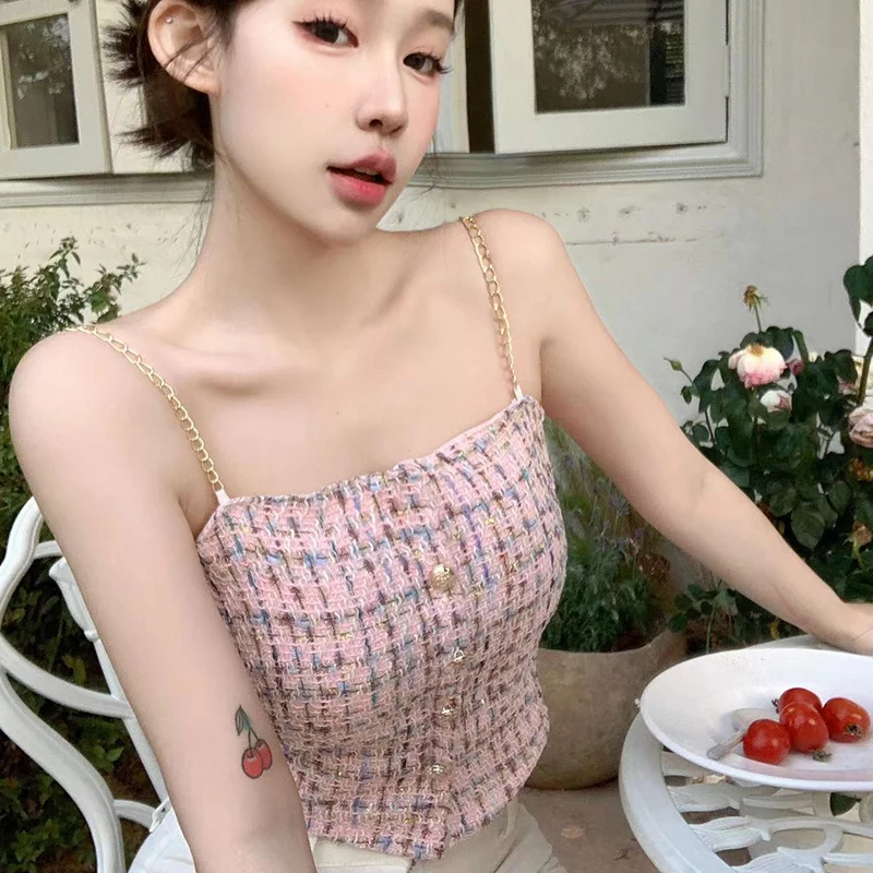 

Summer New Hot Girl Small Fragrance Style Tube Top Small Vest Female Temperament Inner Wear Slim Sleeveless Top Female