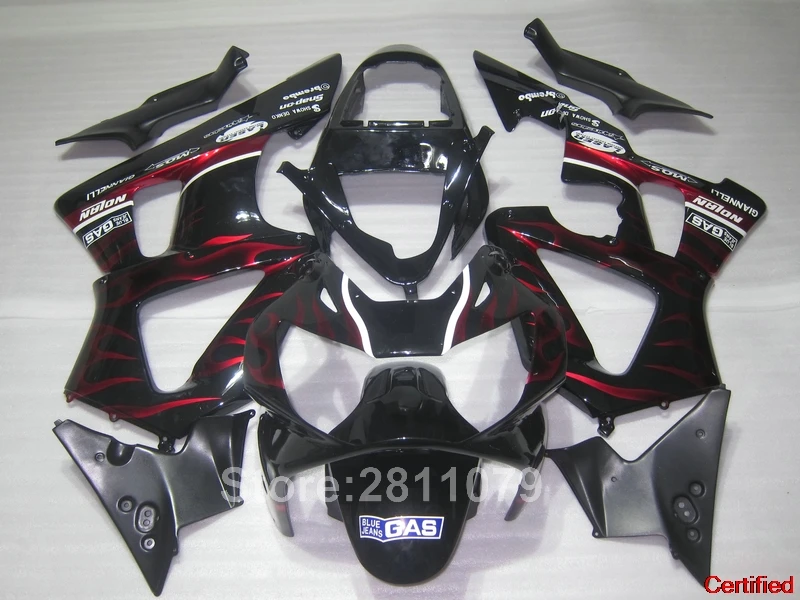 

Injection Fairing Kit For Honda CBR929RR 00 01 Red Flames Black Fairings Set CBR929RR 2000 2001 PA08