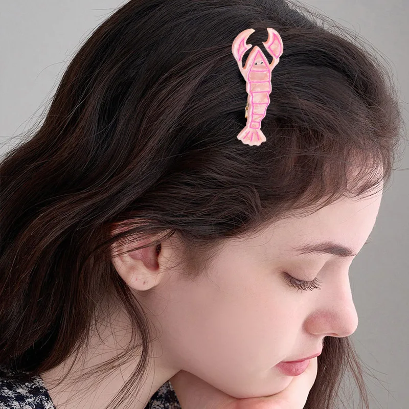 

YHJ милая розовая заколка для боковой челки для девочек, стильный дизайн, милая заколка для волос в виде раков, заколка для волос, аксессуары для волос для женщин и девочек