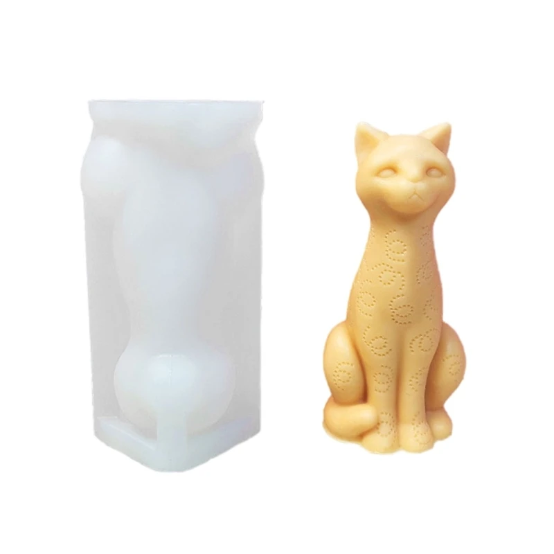 Stampo per ornamento in silicone a forma di gatto 3D adorabile fai-da-te Decorazione per il desktop di casa Stampo per statuetta in gesso con statua di gattino animale fatto a mano