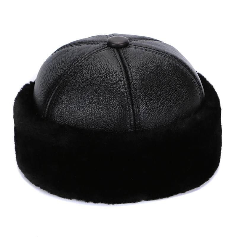 Brand New Style 2024 Retro Cowhide Bomber Hat Winter Keep Warm Caps Men Women Real Leather Cap Thick Velvet Dad Hat Leather Hat