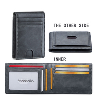 VANNANBA 2024 New Thin Leather Multi-Card Holder Wallet RFID Small Pocket Card Holders Blue/ gray brown