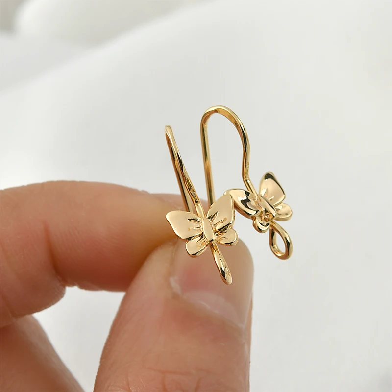 6PCS 19MM 14K Gold Color Plated Butterfly Stud Earring Making Supplies Earring Hook Accessories For Jewellery Making