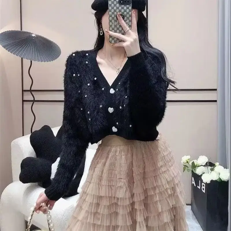 

Tweed Jacket Overcoat Oversize Womens Winter Vintage Lace-Up Decorated Panelled Boho Embroidery Buttons Aesthetic Elegant Gentle