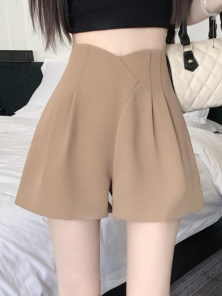 

Fashion Spring Summer Women Shorts Casual High Waist A-line Shorts Loose Wide Leg Chiffon Shorts Lady Solid Color Suit Pants L12