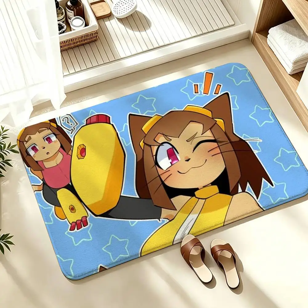 2D cartoon web show G-Gameoverse Soft Absorbent Decorative Floor Mat for Bathroom Entryway Living Room
