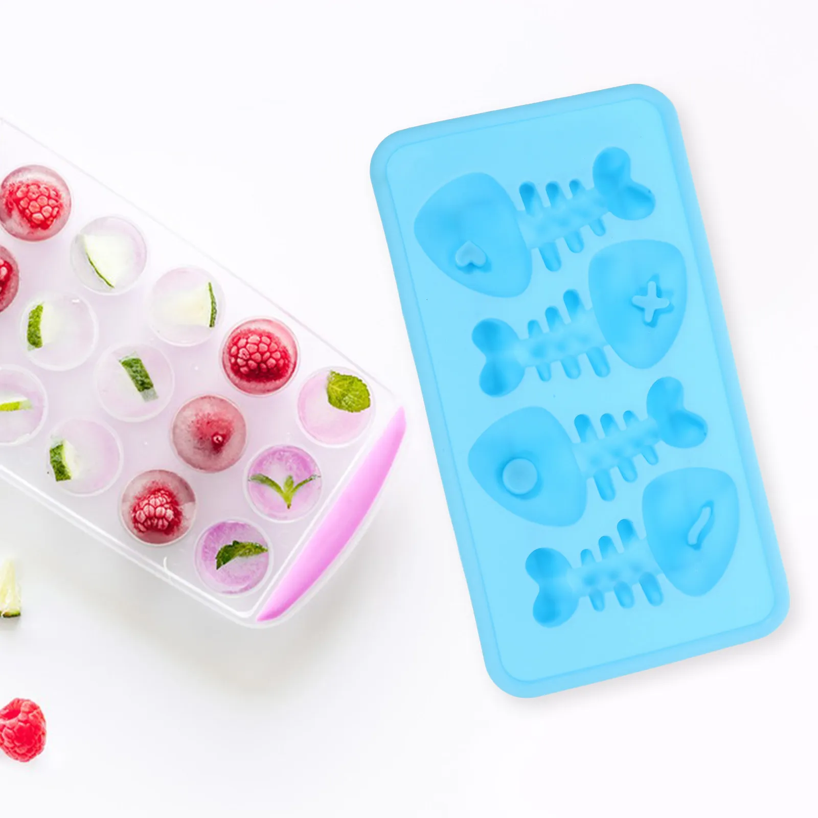Fishbone Silicone Ice Cube Tray Chocolate Mold Lolly Mould DIY Summer Cooling Tool Eco Friendly Kitchen Essential Random Color
