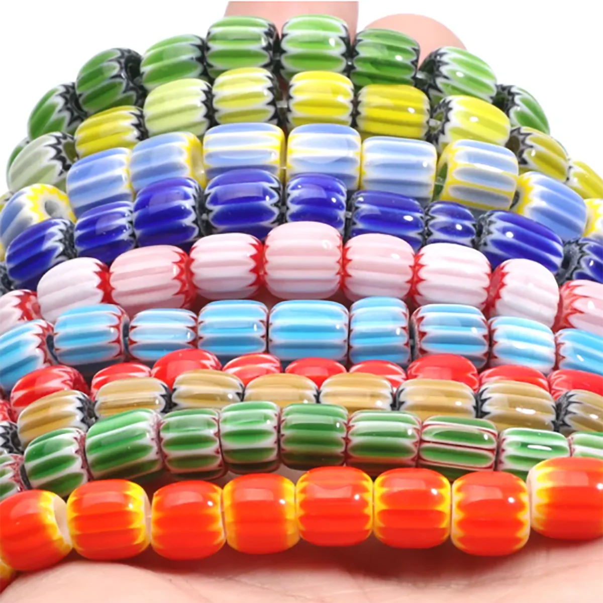 8mm Kürbis form Lampwork Perlen Zylinder glasierte Glasperlen für DIY Schmuck Herstellung Halskette Armband hand gefertigte Accessoires