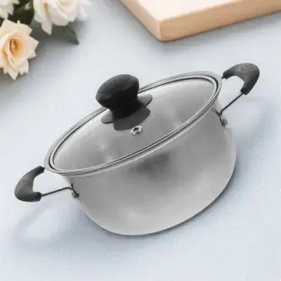

1 шт., суповая кастрюля из нержавеющей стали, многофункциональная здоровая посуда, эргономичная ручка, легко чистящаяся стеклянная крышка, горячая кастрюля для лапши