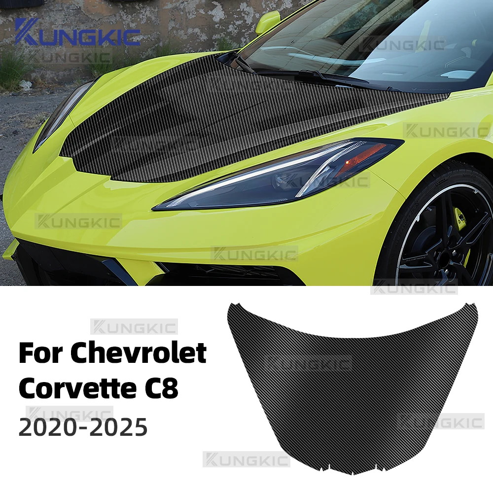 

For Chevrolet Corvette C8 2020 2021-2025 Carbon Fiber Pattern PPF Car Paint Protection Film Engine Hood Front Bonnet Sticker