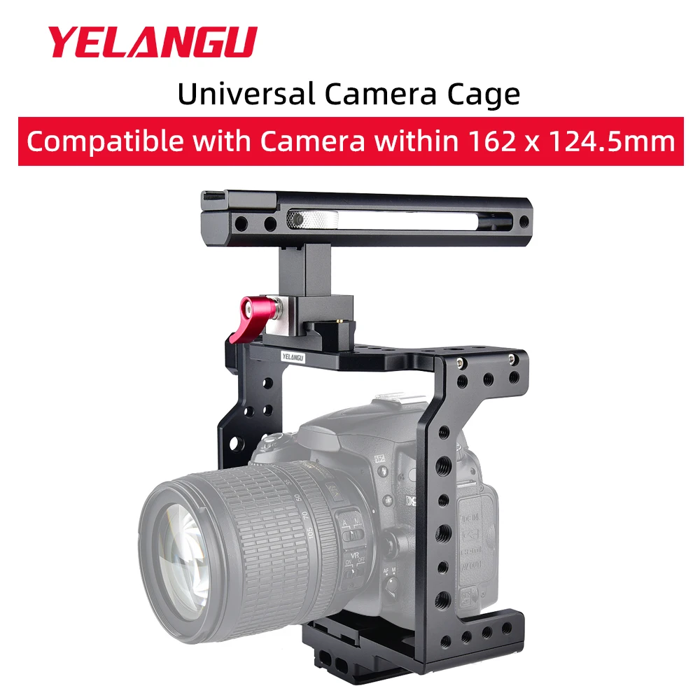 Yelangu Universal C8 Camera Cage Rig Kit with Handle for Sony Canon Panasonic DSLR with Cold Shoe Mount Quick Release Plate