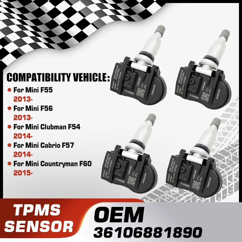 

1/4PCS TPMS Tire Pressure Monitor Sensor For Mini F55 Mini F56 Mini Clubman F54 Mini Cabrio F57 Mini Countryman F60 36106881890