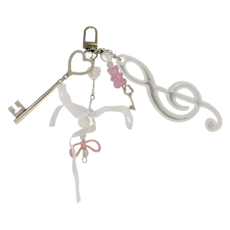 Creative Musical Note Keychain Bowknot Music Symbol Keyring for Women Men Handbag Backpack Pendant Theater Souvenir Gifts
