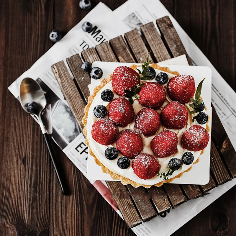 Vintage Cake Tray Cake Stand, Solid Wood Coffee Tray, White Wood Color, Cutting Board, Wooden Rack, Old Gourmet Props