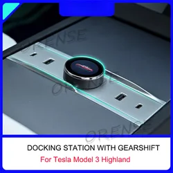 For Tesla Model 3 Highland 2024 Docking Station Central Control Gear Shift Knob Multi-Port USB Hub 2 in 1 Shift Knob & Charge