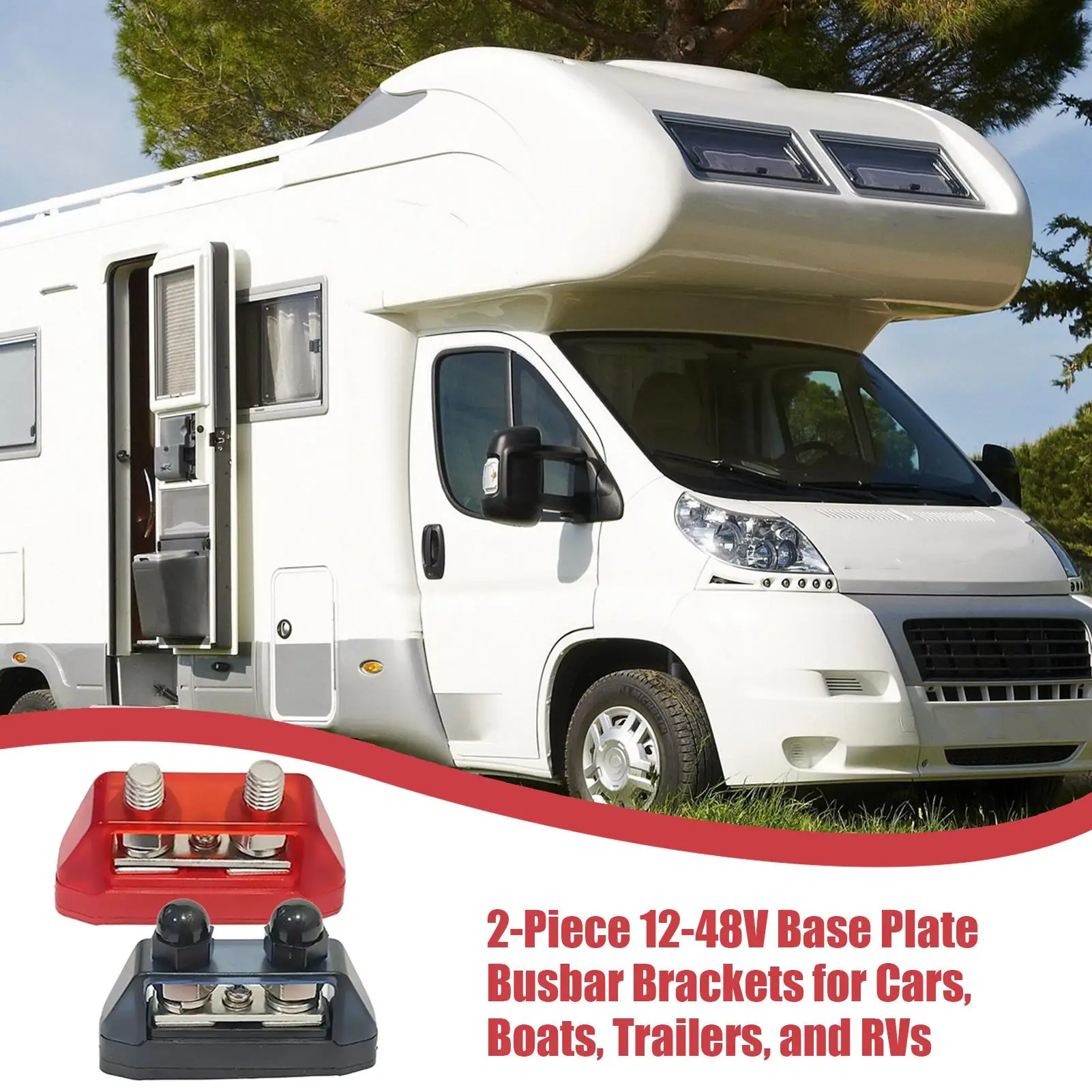 Stud Busbar Insulator 2-Piece Distribution Block Mount Insulators Battery Connection Solution for Marine Car Automotive RV