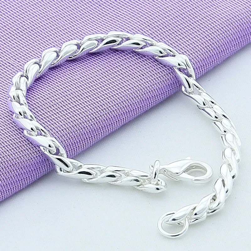 2024 New 925 Sterling Silver 4mm Twist Chain Bracelet For Women Men Christmas Valentine\'s Day Fashion Jewelry High Quality Gifts