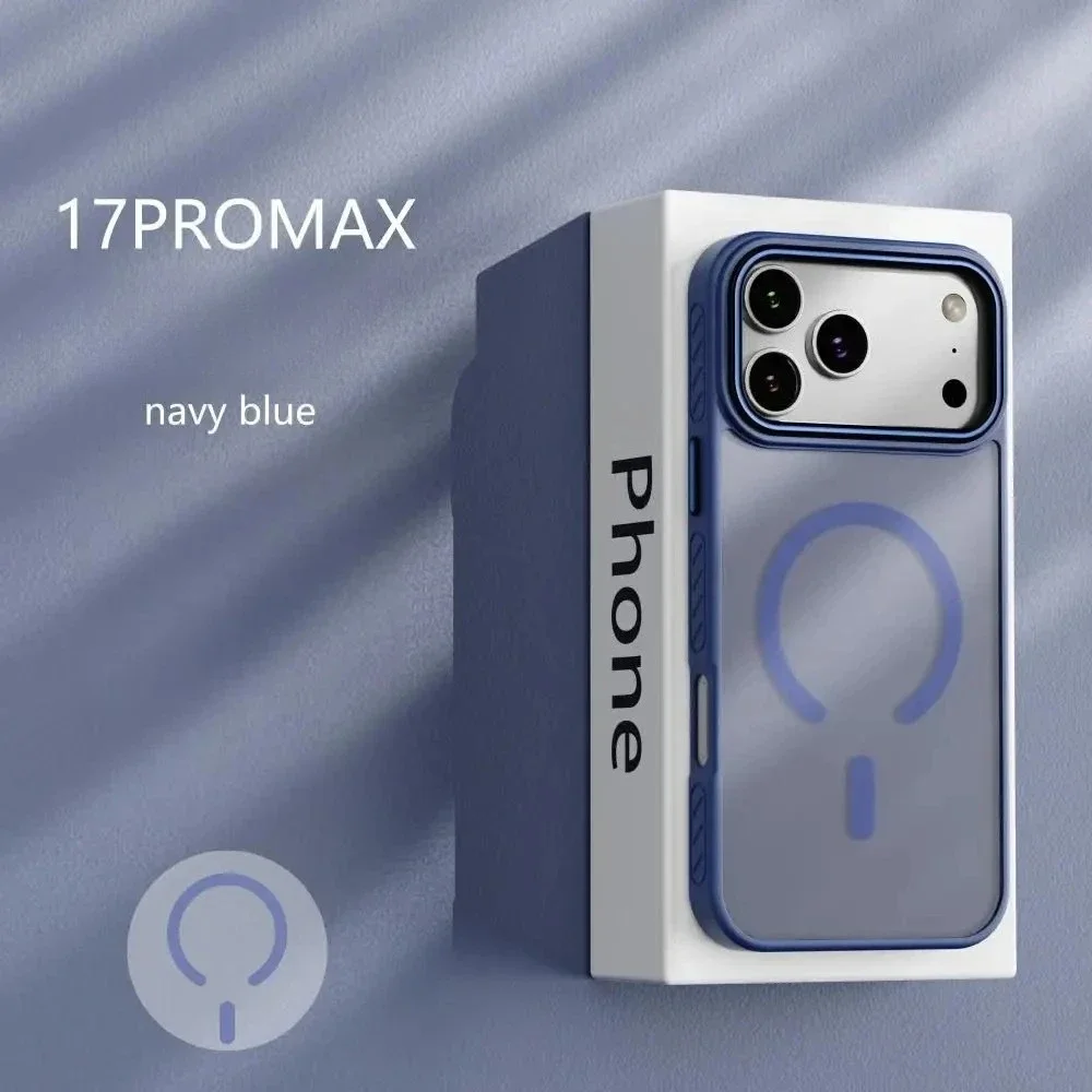 حافظة هاتف مغناطيسية شفافة غير لامعة جديدة لهاتف آيفون 17 برو ماكس 17 اير 17 برو لهاتف Magsafe غطاء مقاوم للصدمات للشحن اللاسلكي