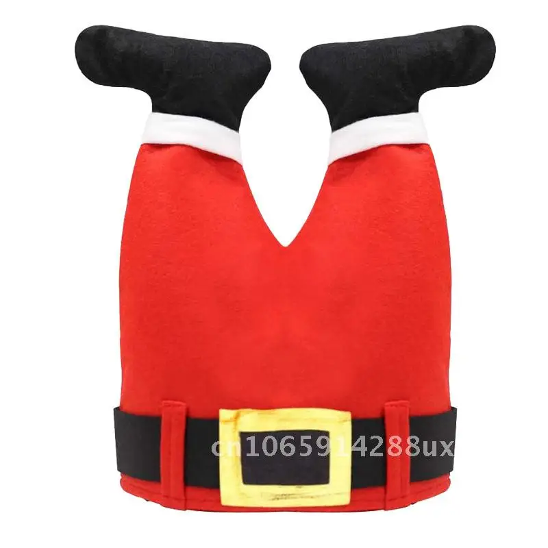 

Christmas decorations creative funny red trouser leg hat children adult Christmas hat clown hat