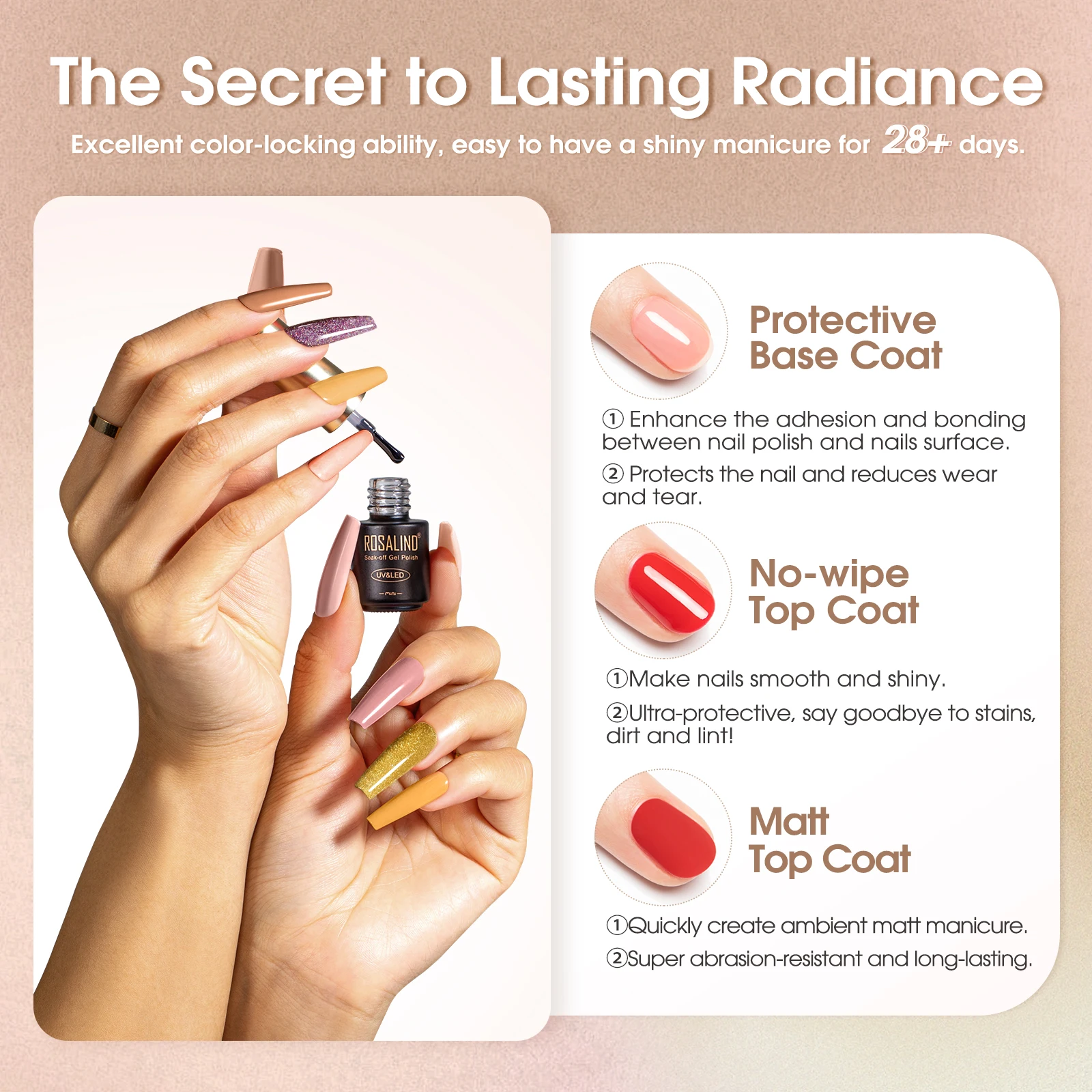 ROSALIND Classic Nail Gel Kit -20 Colors+3pcs Base Top Coat Semi Permanent Nail Polish Hybrid Soak Off Gel varnishes Set