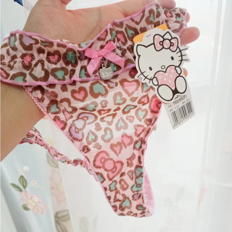 Sanrio Hello Kitty Ladies Panties Y2kl Spice Girls Sweet Cute Peplum Ladies Thong Summer Mesh High Spring Women T Pants